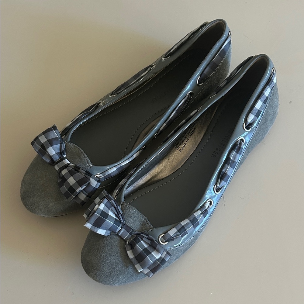 Tommy Hilfiger Grey Suede and Plaid Flats